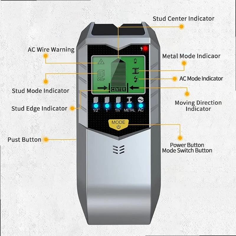 5 In 1 Electronic Wall Detector Finder Multifunctional Handheld Metal Stud Wood Sensor