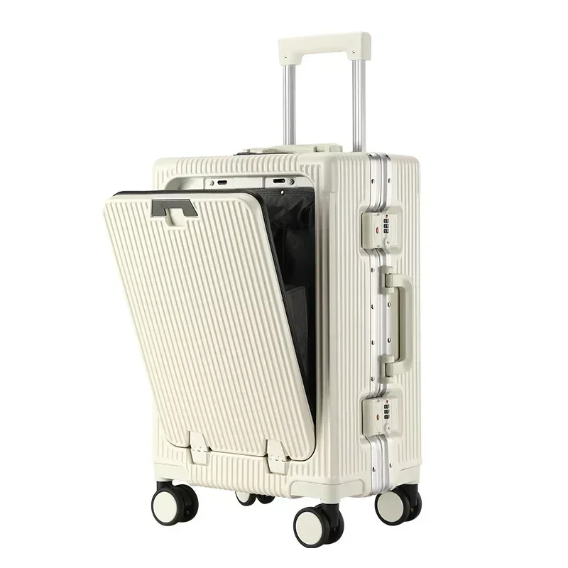 Maleta portátil de 20 pulgadas con Apertura frontal, maleta con carrito de carga USB, marco de aluminio para ordenador portátil, equipaje, nueva