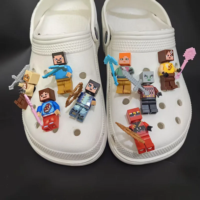 MINISO 2025 New Pixel Cartoon Game Shoe Accessories Charms Toy Blocks DIY Detachable Shoe Buckle for Festival Party Gift Favors image 5
