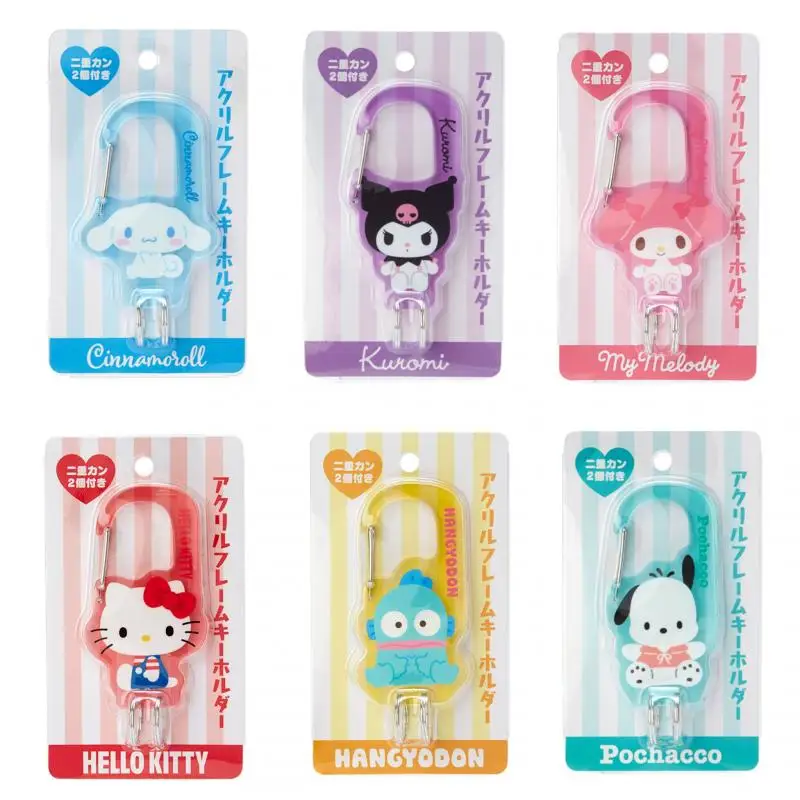 Sanrio Character Acrylic Snap Keychain Cartoon Kuromi Mymelody Cinnamoroll Hellikittys Kawaii Anime Plush Figures Model Girl Toy