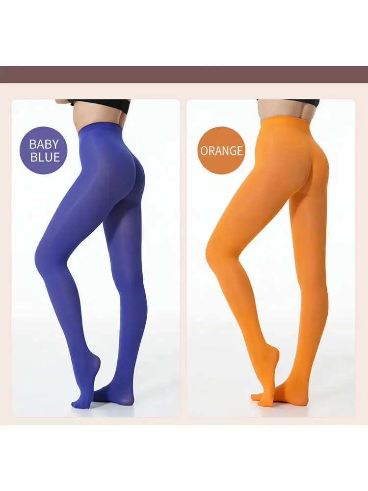 Mulheres plus size calças justas de malha meias de dança brancas 40d meia-calça colorida sexy laranja roxo leggings novo design 45-75kg