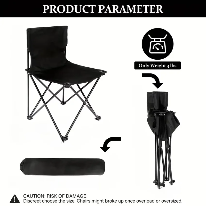 Outdoor Foldable Chair Camping Chair with Side Pocket Picnic Oxford Cloth Chairs Portable Beach Fishing Chairs Outdoor Chair