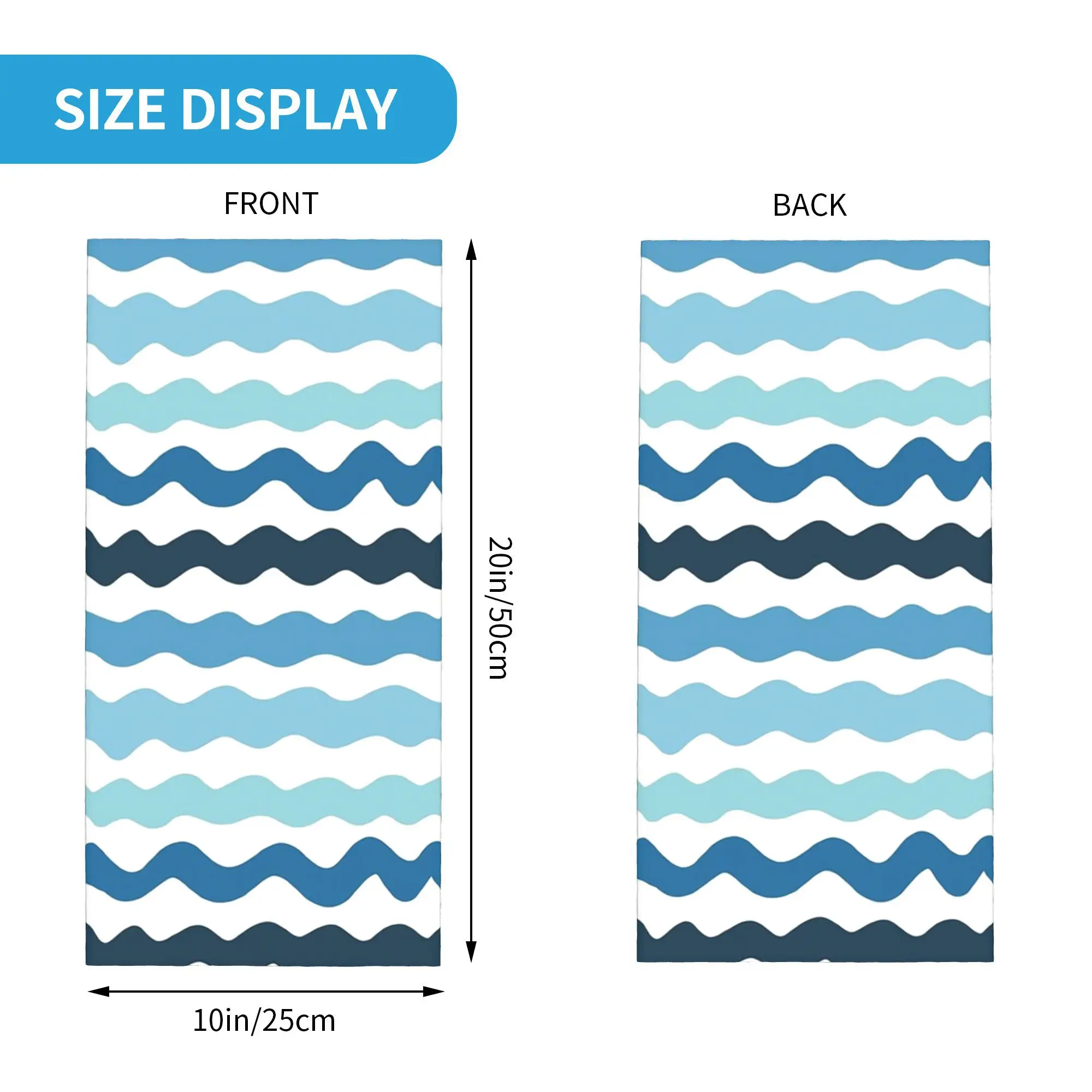 مجردة الأزرق موجة نمط الهدوء المحيط مستوحاة تصميم باندانا غطاء الرقبة المطبوعة التفاف وشاح متعدد الاستخدام عقال المشي لمسافات طويلة الصيد