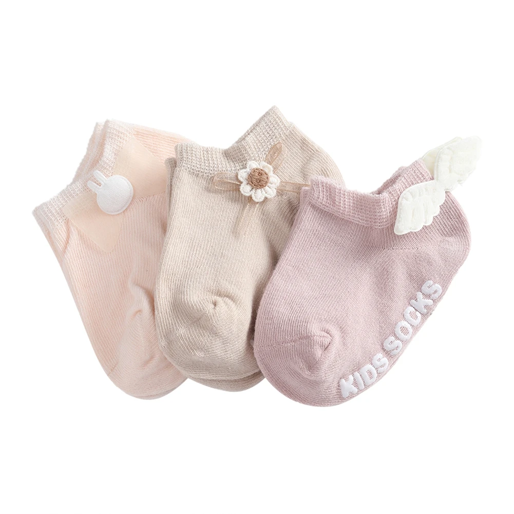 3 Pairs Spring Summer Baby Cute Socks Solid Color Fashion Princess Infant Baby Floor Socks Soft  Anti-slip Boat Socks for Girls