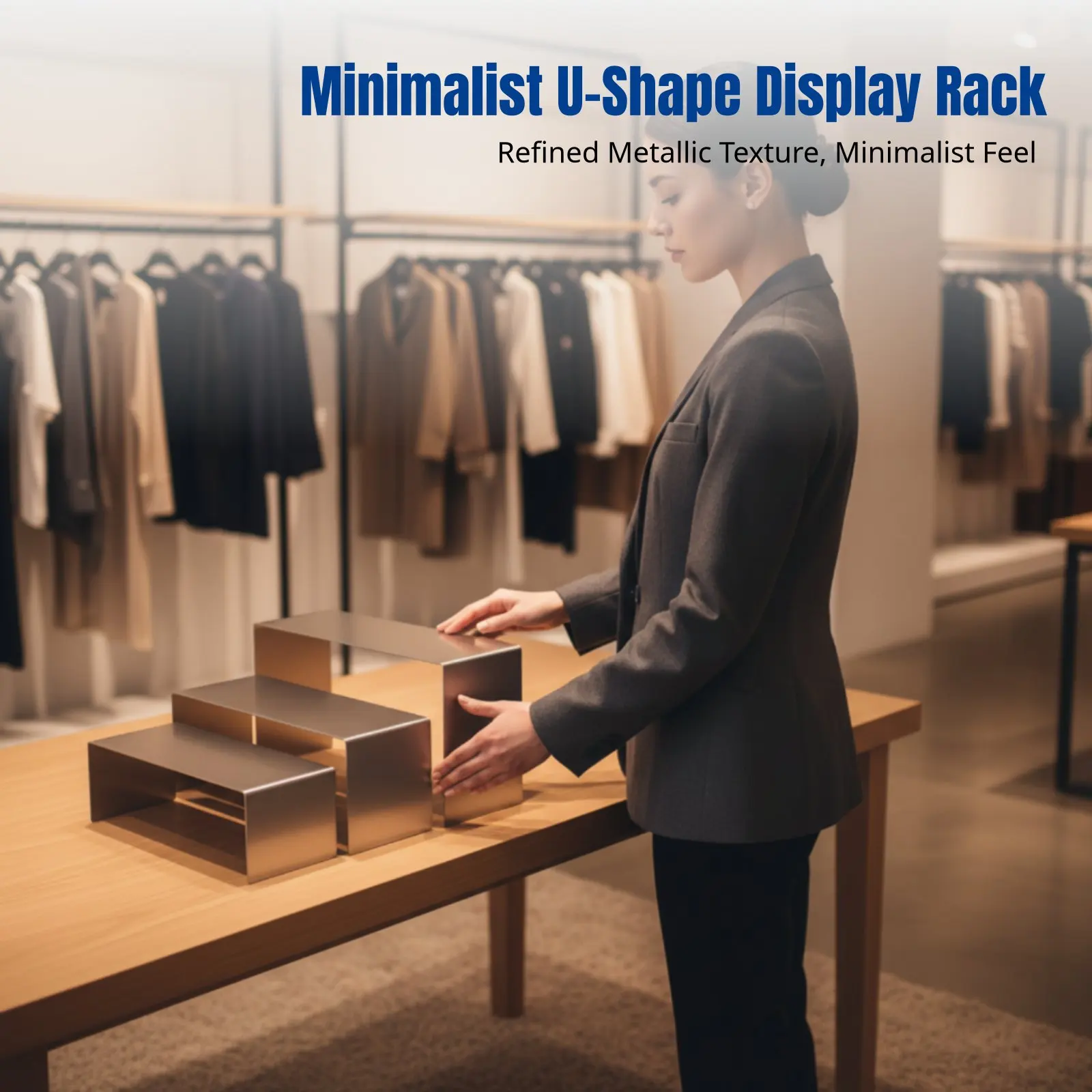 

Стойка для демонстрации обуви из нержавеющей стали, U-образный держатель для сумок, минималистичный торговый стеллаж, органайзер для обуви и сумок разных размеров, зеркало