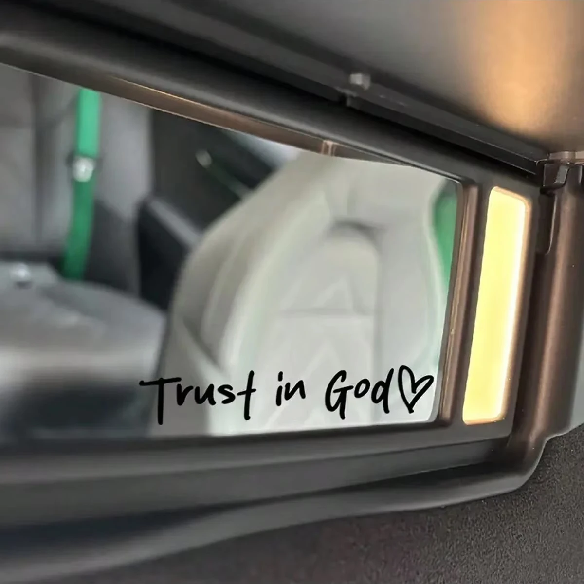 Faith Letter Heart Pattern Rearview Mirror Car Decor Sticker, Personalized Interior Vinyl Decal
