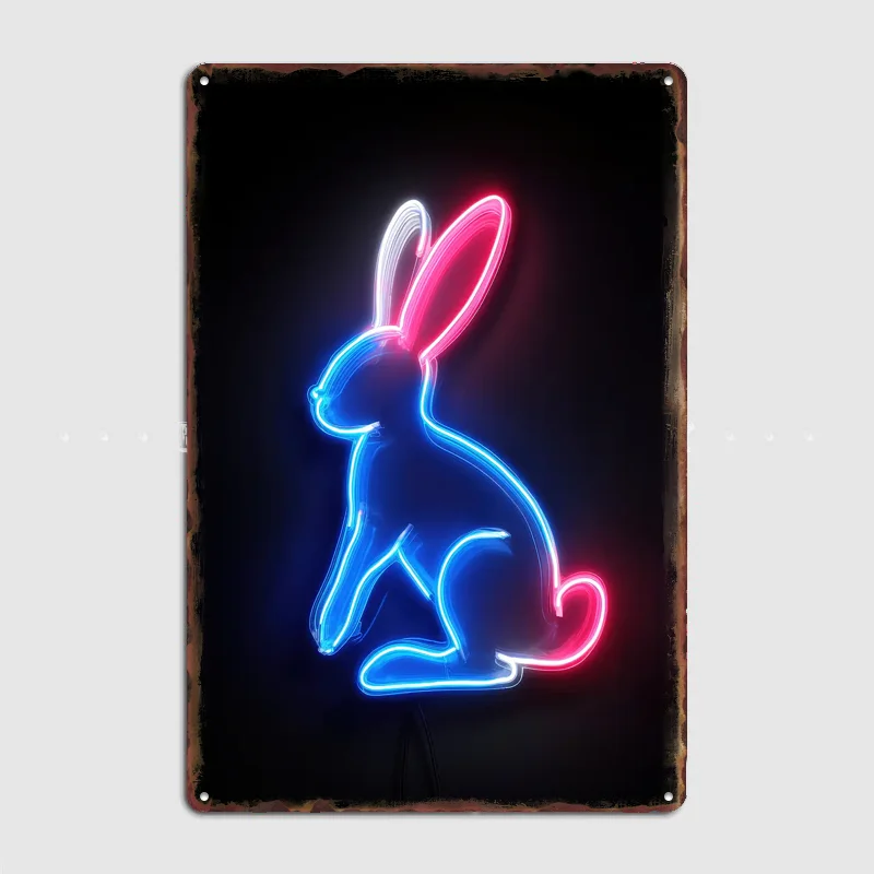 

Neon Rabbit Silhouette Metal Sign Pub Club Cool Neon Vintage Custom Bedroom Home Wall Decor Posters Room Decoration