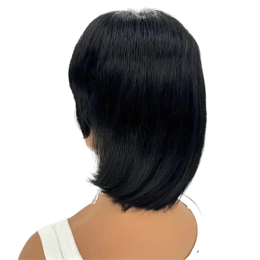 Human Hair Mullet Wig For Women Pixie Cut Wig Mullet Bob Wigs Full Machine Made Wigs Dovetail Wig Straight Brazilian Virgin Hair