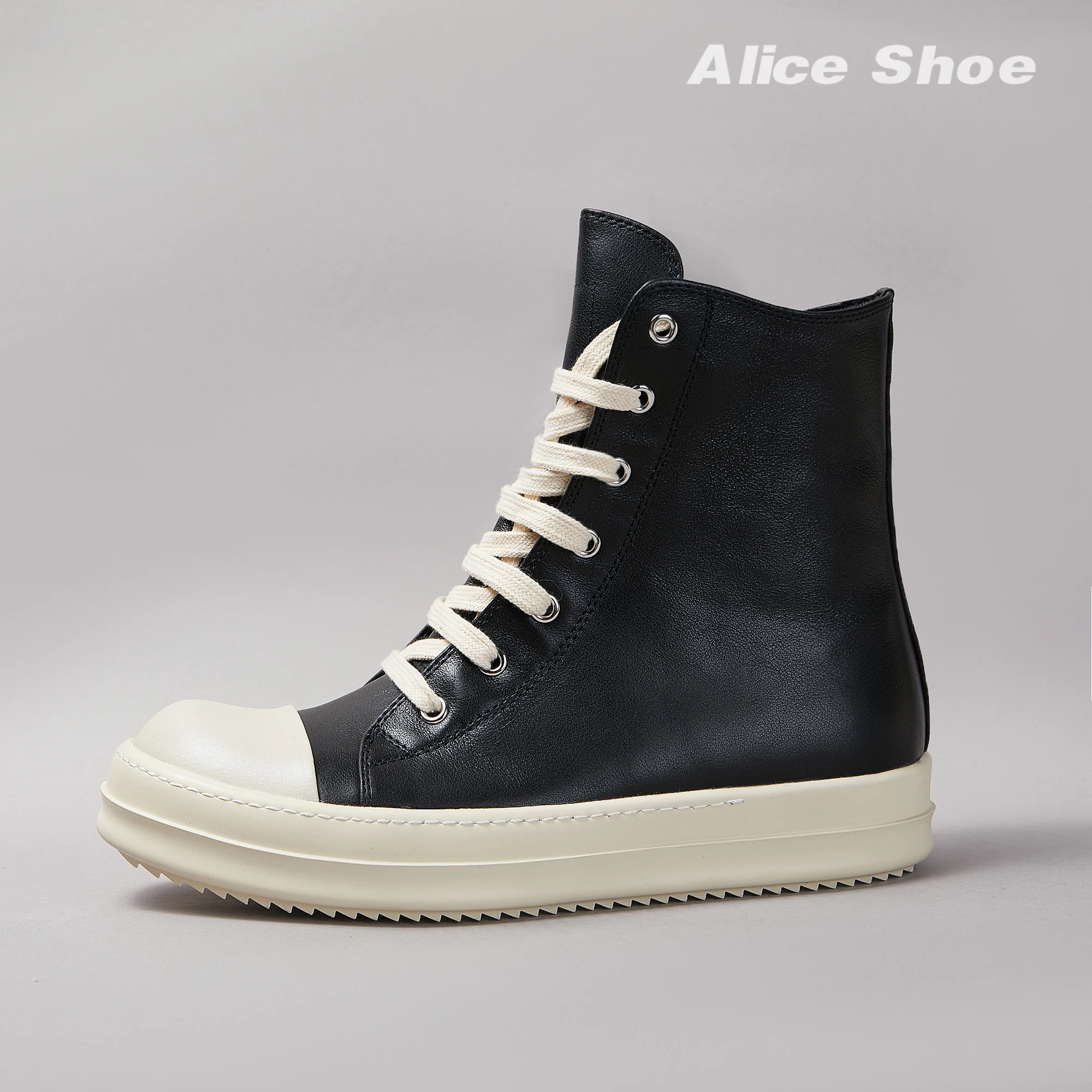 

Classic Designer Women Ankle Boot High Top Black Leather Men Sneaker Casual Zipper Punk New Fashion Thick-sole Platform Shoe