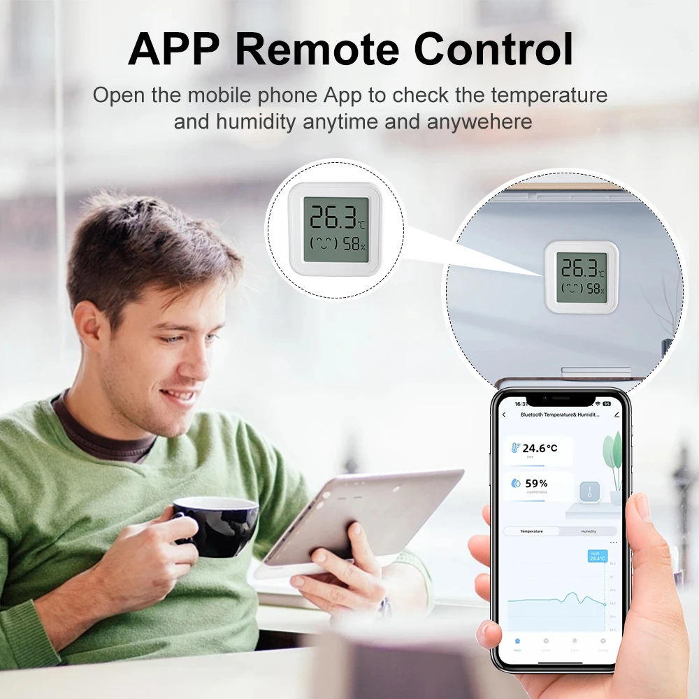 Smart Bluetooth Temperature And Humidity Sensor LCD Digital Display Indoor Hygrometer Thermometer Work For Alexa Google Home