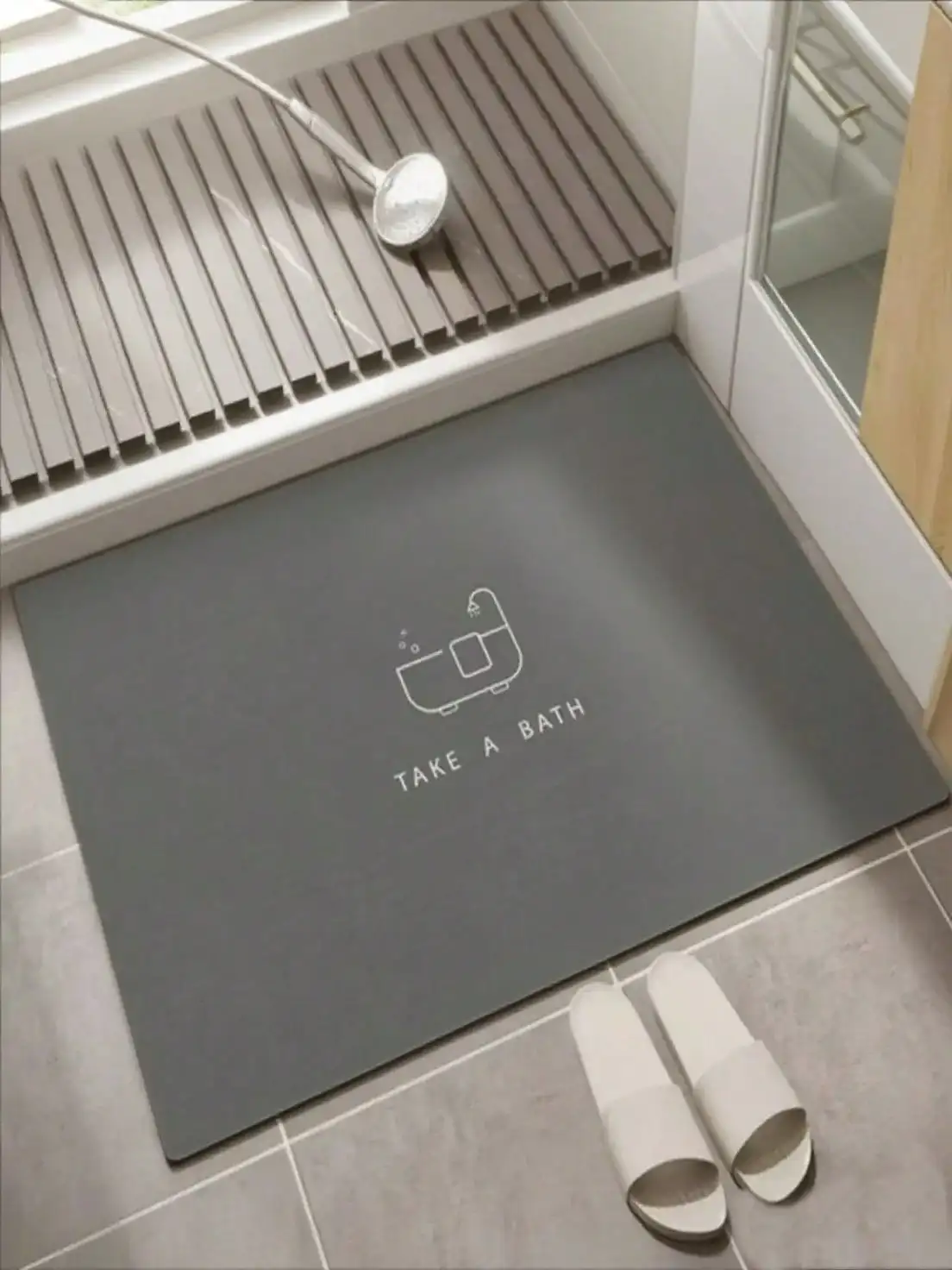 

Anti-Slip Bath Rug "Take A Bath" Graphic Bathroom Floor Mat Water Absorbent Carpet For Bathtub Shower Room Home Decor