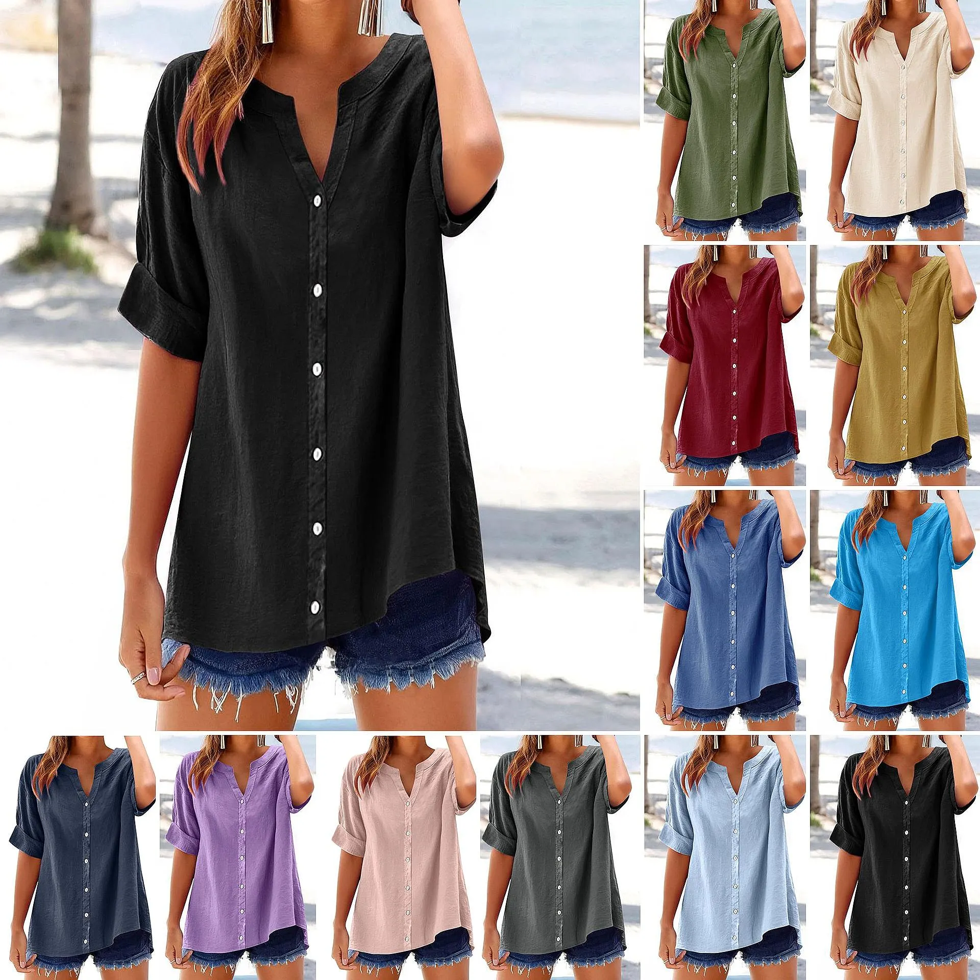 

Casual Shirts for Women Loose Blouse Top Spring Summer Fashion Basic Tee Tops
