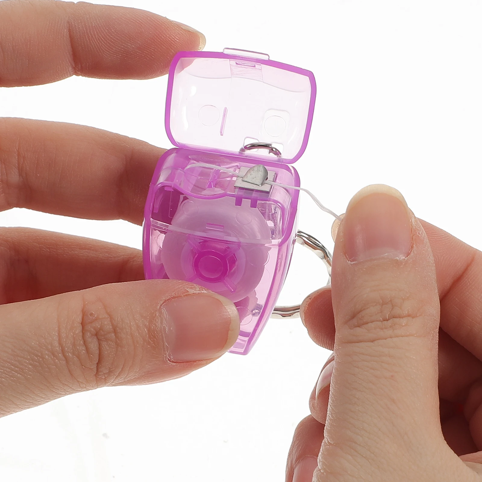 

5 Pcs Portable Floss Tooth Shape Box Convenient Dental Long Clean Keychain Practical