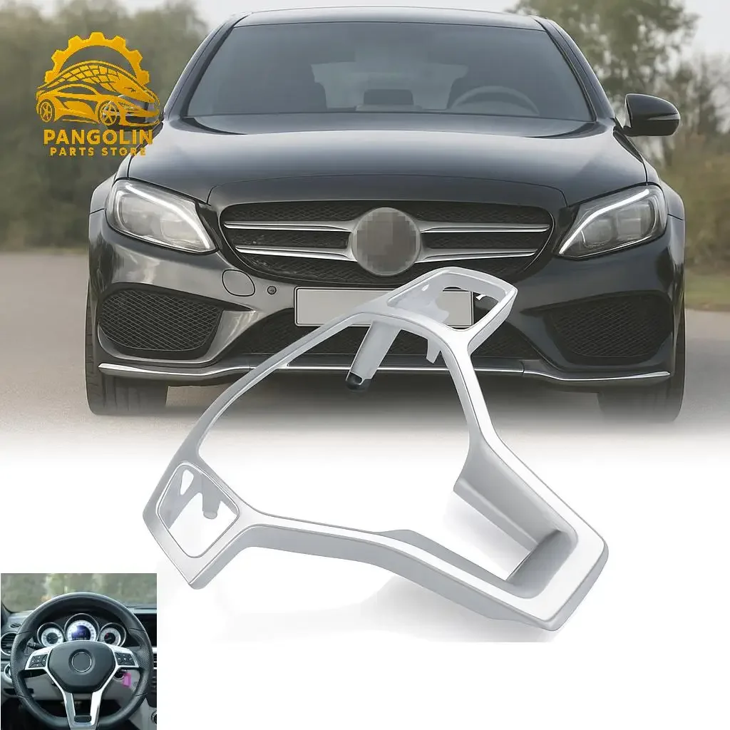 

1Pcs Silver Steering Wheel Trim Cover For Mercedes Benz A/C/E/CLA CLS SLK W204 W212 W117 AMG Style 2012-2014 ABS Decor