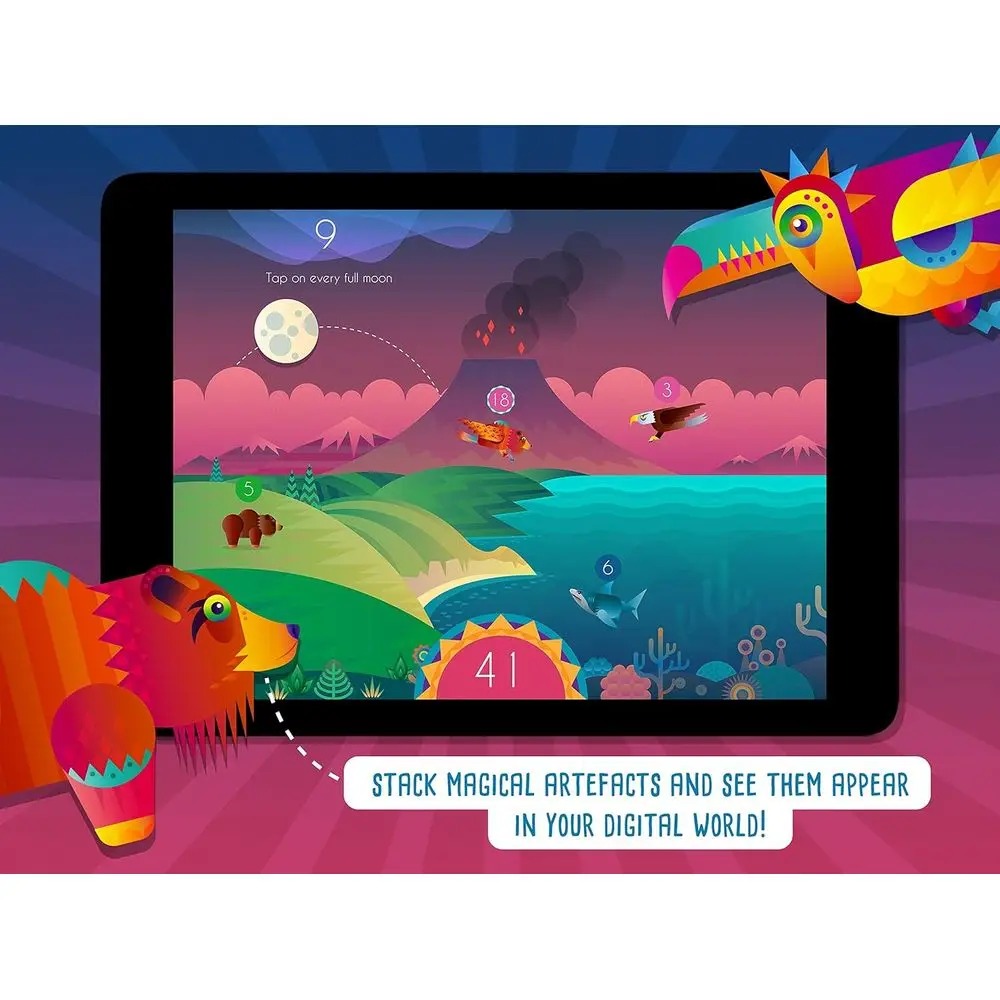 Beasts of Balance: Digital Tabletop Hybrid Stacking Game for Ages 7+ with Plinth