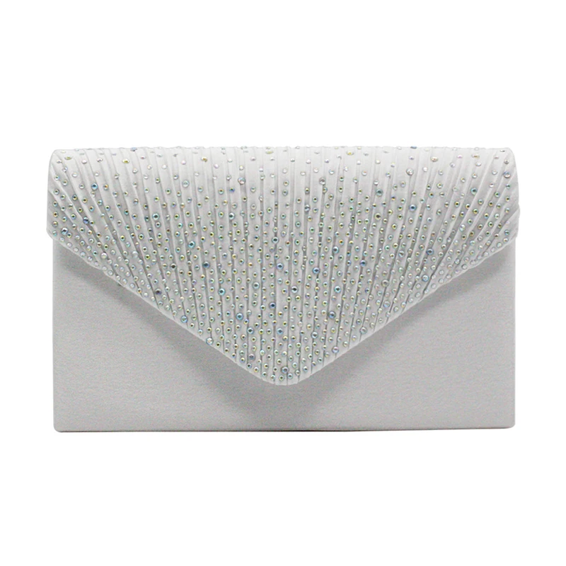 

Dinner Bags Satin AB Color Diamond Ironing Envelope Bag Mix Color