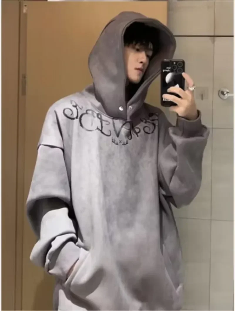 Suéter coreano con capucha para mujer/hombre, Top holgado de calle Retro americano, abrigo para pareja de calle alta, Tops Y2k, sudaderas con capucha, ropa