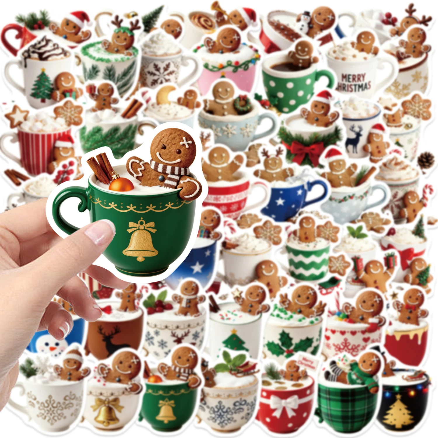 50 Stück Weihnachten Kaffee Graffiti Aufkleber für Scrapbooking Notebook Telefon Laptop Koffer Wasserflasche Reisegepäck