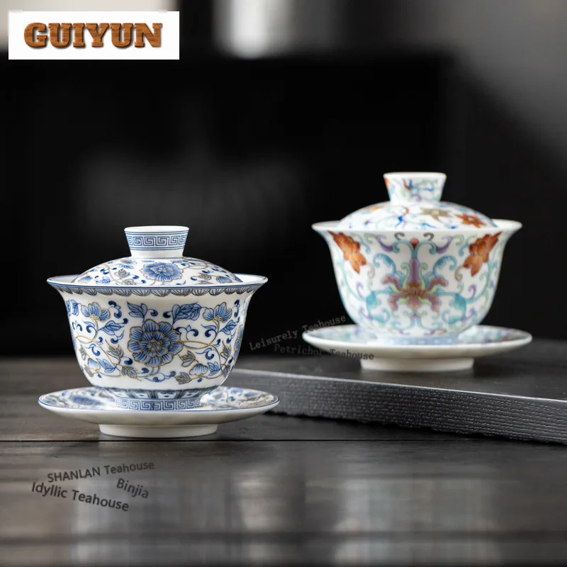 

180 мл ветка блокировки лотоса украшения Гайвань ретро чайная варенья чайная миска с крышкой комплект крышка для заваривания чая миска чайная посуда украшения