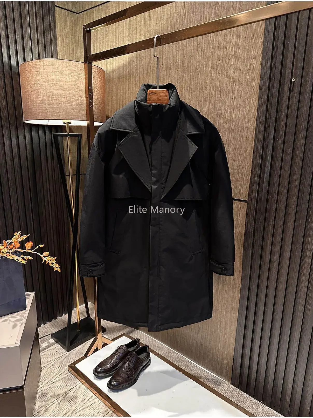 Winter versatile high-quality fake two-piece medium and long trench coat down jacket