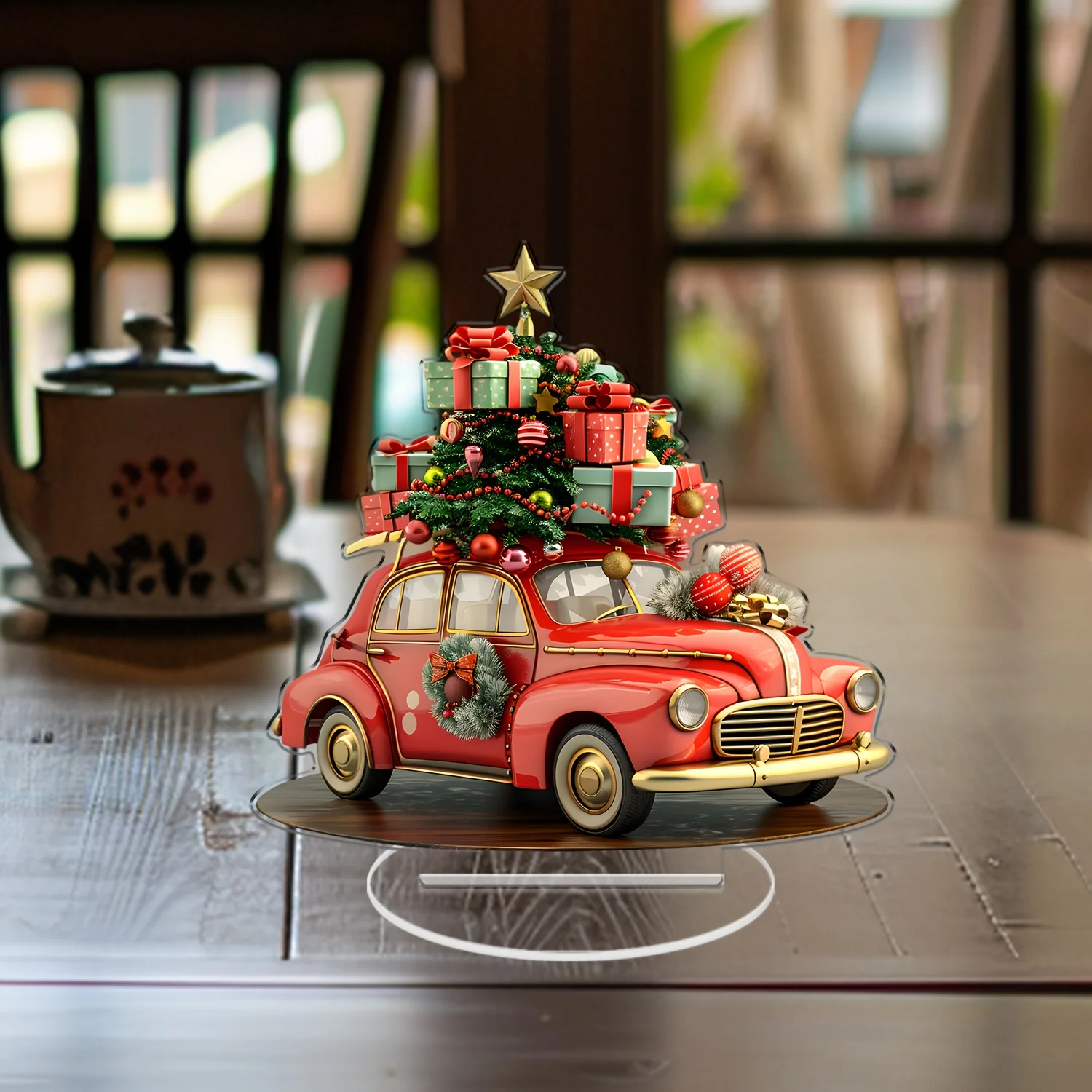 2D Multi-Functional Acrylic Christmas Car Decoration Classic Festival Design Durable Desktop Ornaments Suitable Home Office
