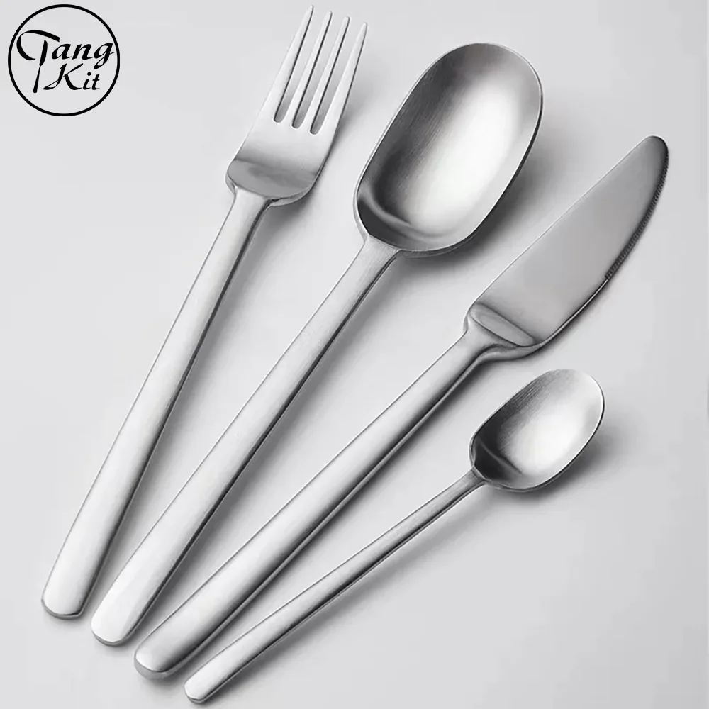 Thickened High-End American Style Stainless Steel Cutlery Set Dessert Spoon Tableware Knife Fork Spoon Home Use Suitable