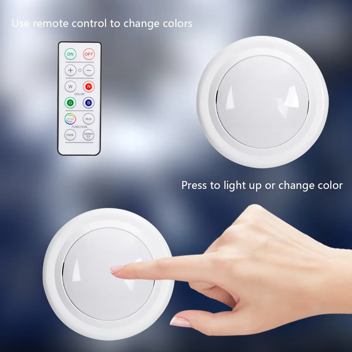 COB Cabinet Light LED Wireless Remote Control  RGB Wardrobe Night Lamp Home Bedroom Kitchen Battery Powered Bedside Lights