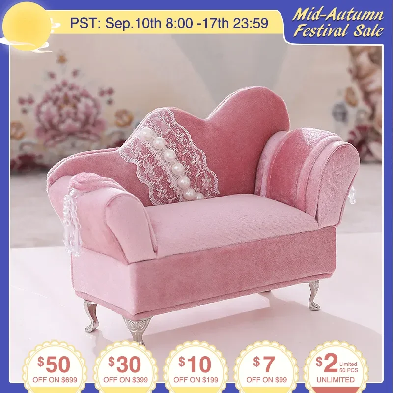 

JOYBJD Pearl Lace Pink Flannelette Art European Style Korean High-end Furniture Sofa Jewelry Box Storage