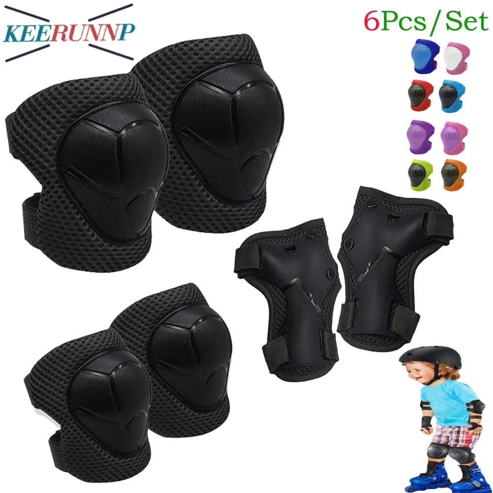 6Pcs/Set Kids Protective Gears Set Knee Pads for Kids 3-7 Years Toddler Knee Elbow Pads with Wrist Guards 3 in 1 for Skating Gym