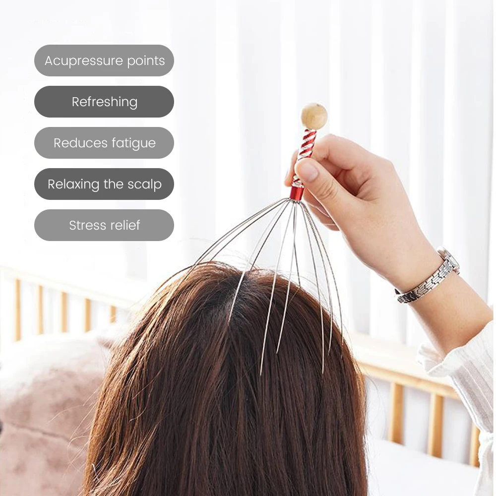 Body Head Massage Device Relaxation Octopus Scalp Massager Instrument Scratcher Relieves Tension Health Care Tools Random