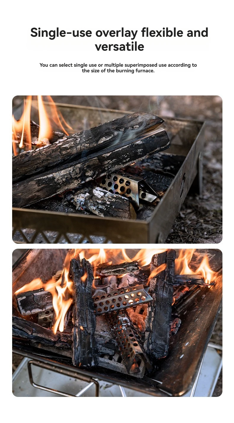 CAMPINGMOON Neuheit A4-CS/A4-CM Luftloch BBQ-Zubehör Campingausrüstung Wiederverwendbares Metall-Brennholz aus Edelstahl – Detail 12