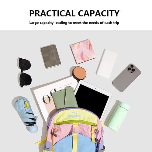 Imagen 2 del producto Mochila informal de moda, color contrastante de dopamina, adecuada para mochilas de desplazamiento, mochilas de viaje, mochilas para estudiantes