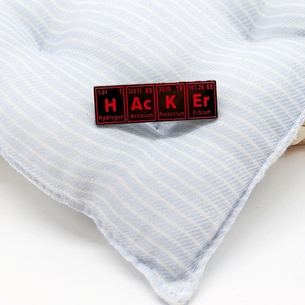 Hacker Periodic Table Elements Enamel Pin Science Computer Badge Jewelry
