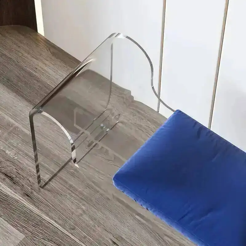 Light Luxury Cream Solid Wood Shoe Changing Stool Minimalist Style Entryway Leisure Bench for Home Entrance