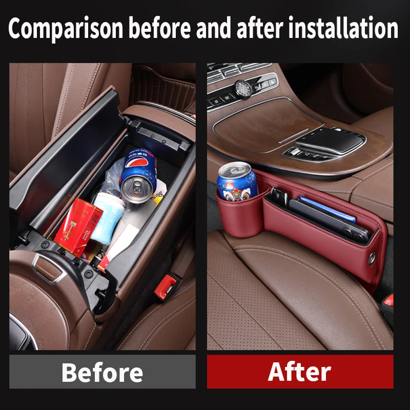 1PCS Storage Box Multifunction Car Seat Gap Filler Leak-proof Storage Bag Cup Holder PU Leather Seat Slot Organizer Box ﻿ image 4