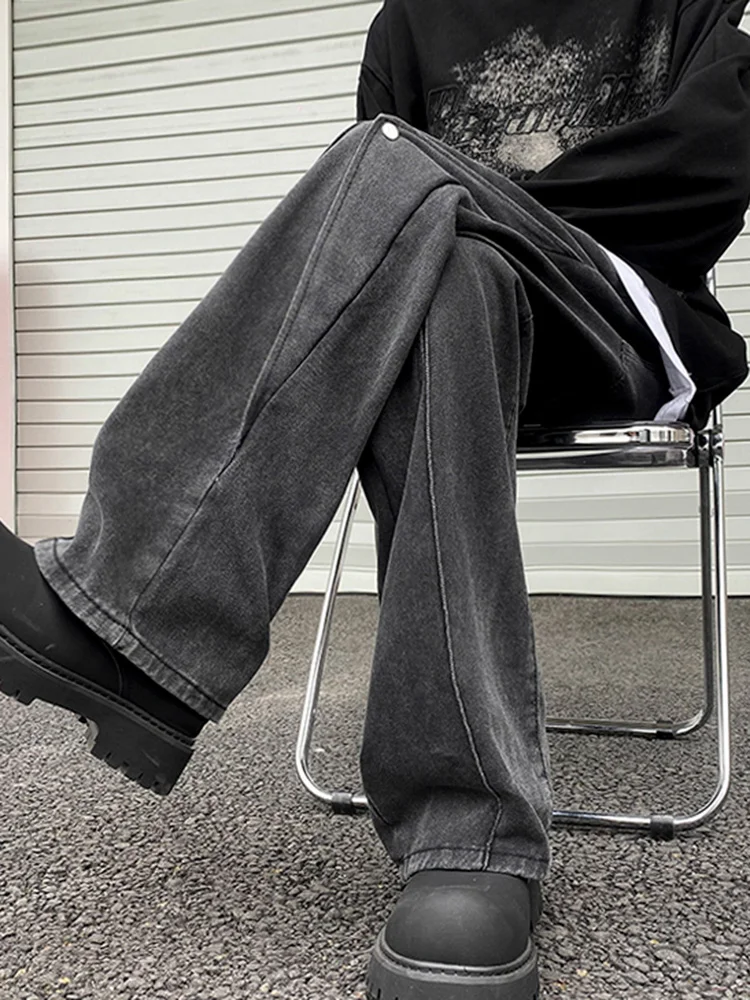 

Мужские джинсы в американском ретро-стиле, свободные прямые брюки для повседневной носки и работы, модные, стильные, молодежные, культурные