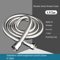 Shower Hose 1.5/2M Black/Silver Flexible Shower Hose Stainless Steel Long Bathroom Shower Pipe Extension Bathroom Accessories