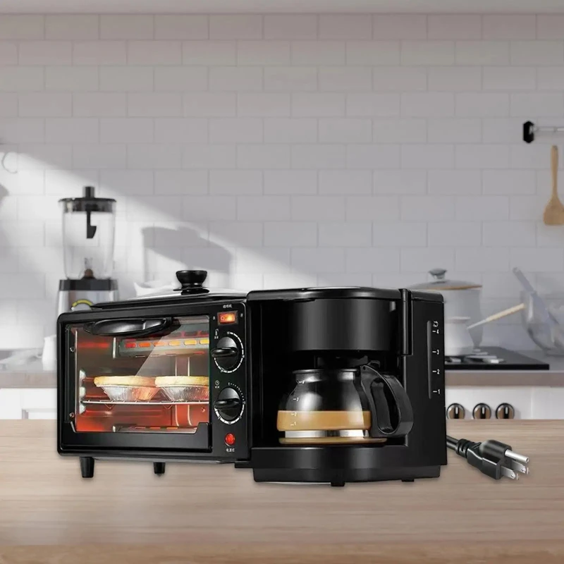 

3 в 1, центральная станция для завтрака, духовка, машина для приготовления завтрака, режим выбора тепла, антипригарная сковорода для сэндвичей, яиц, колбас, хлеба