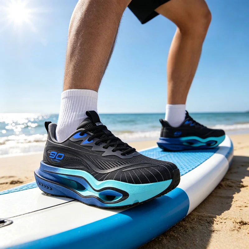 Herren-Freizeitsportschuhe, trendige, dämpfende Laufschuhe mit dicker Sohle, atmungsaktive, leichte Sportschuhe aus Mesh-Material, Laufschuhe mit hoher Dämpfung und weicher Sohle, rutschfest und abriebfest, für Jugendliche und Studenten. – Detail 13