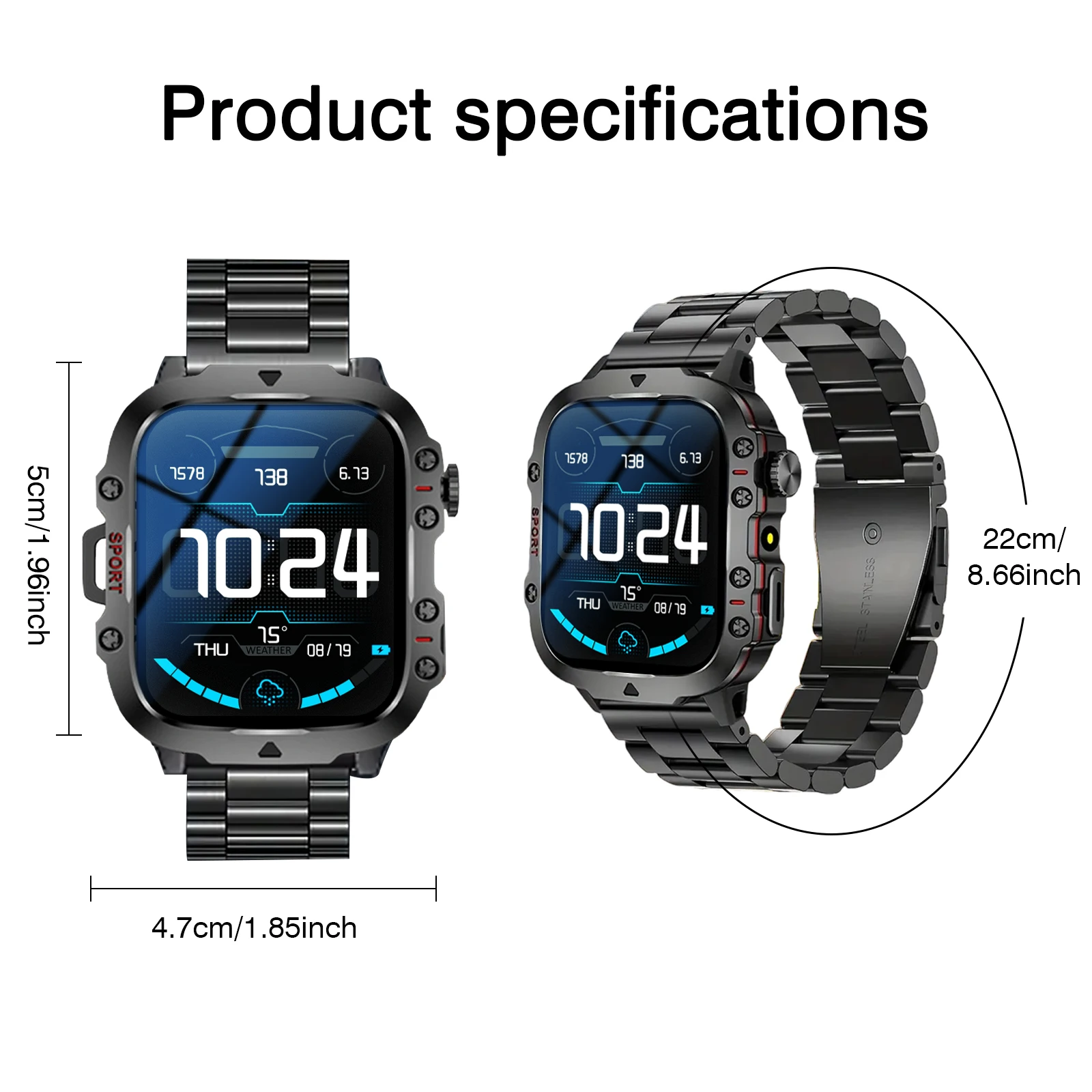 Smart Watch with LED Light, wireless calling /dial, Multi-Sport Modes, Call & Message Alerts, Custom Wallpaper, Compatible with