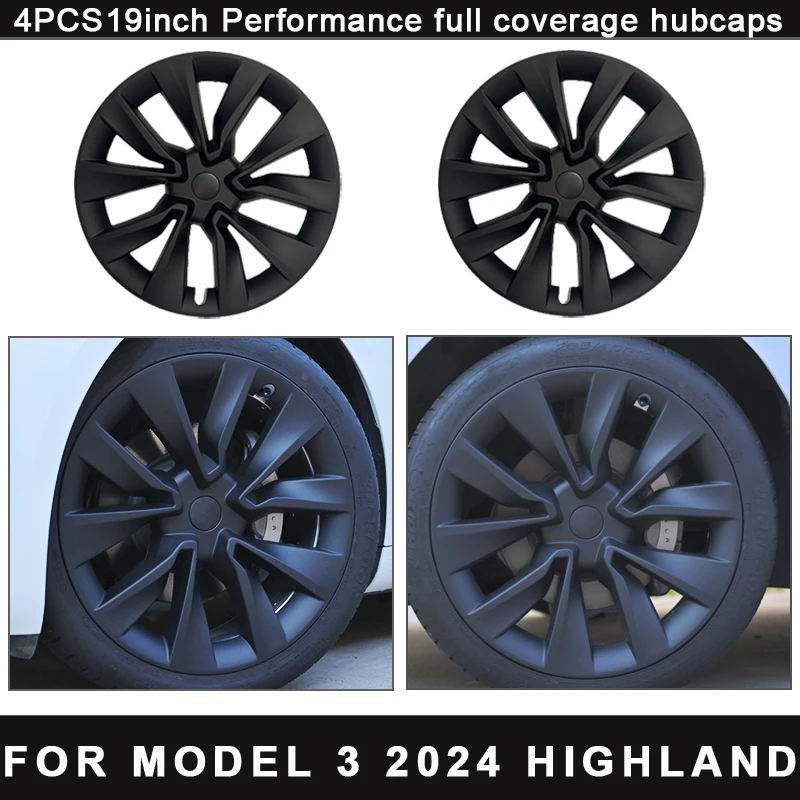 

4PCS HubCap Car for Tesla Model 3 19 Inch Performance Wheel Cap 2024 Highland Wheel Parts Full Rim Cover Accessories Wheel Cover