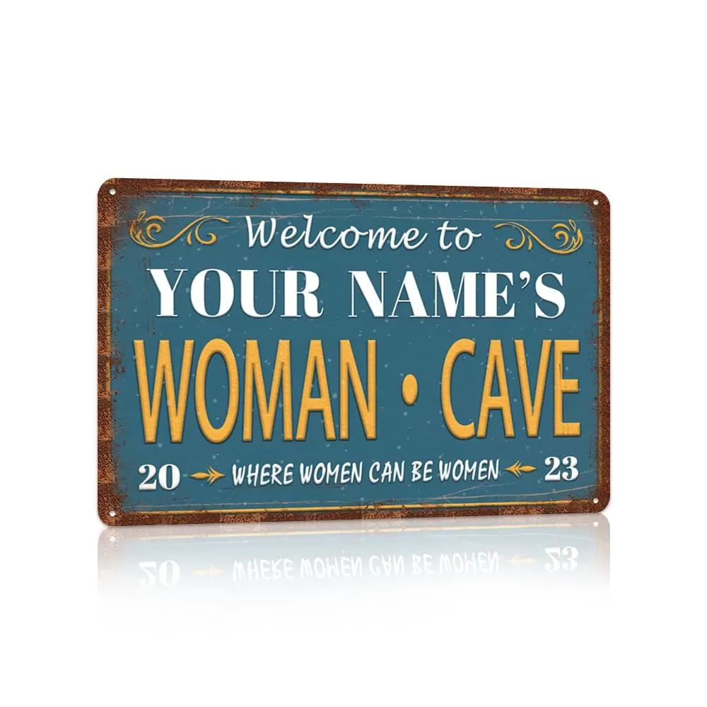 Custom Women Cave Metal Tin sign Personalized Name Aluminum Sign Retro Wall Decor