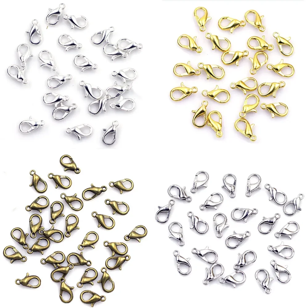 

50Pcs Lobster Clasps Hooks Chain Closure For Bracelets Necklaces Jewelry Making DIY Findings 12x6mm