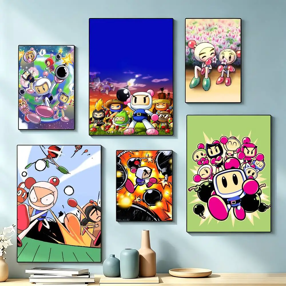 B-Bomberman Poster Waterproof Wall Art Sticker For Bar Living Room Vintage Decor High Quality Print Gift