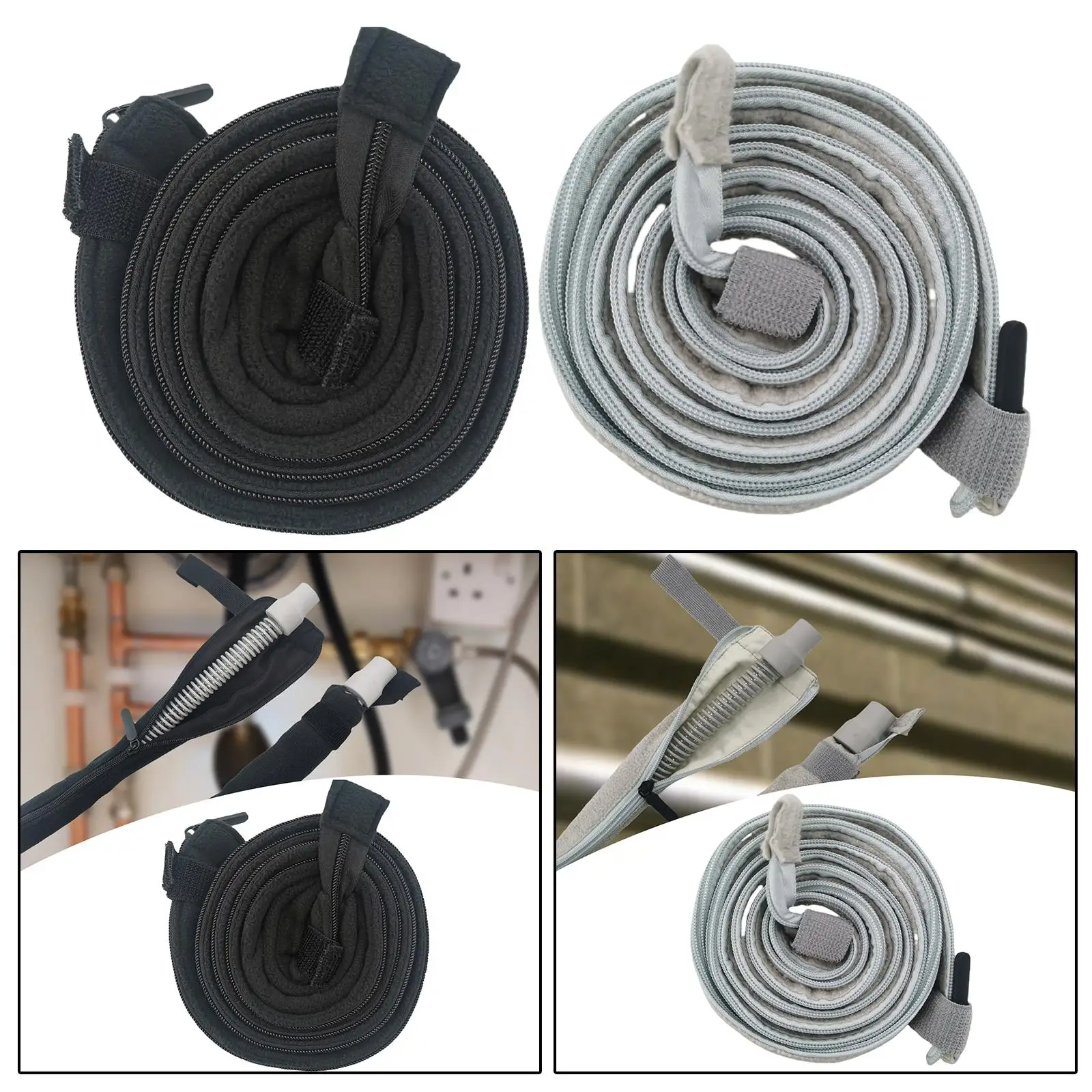 Heated Tubing Wrap Zippered Cover Double Layer Polyester Hose Protector for Machine Tube Insulation