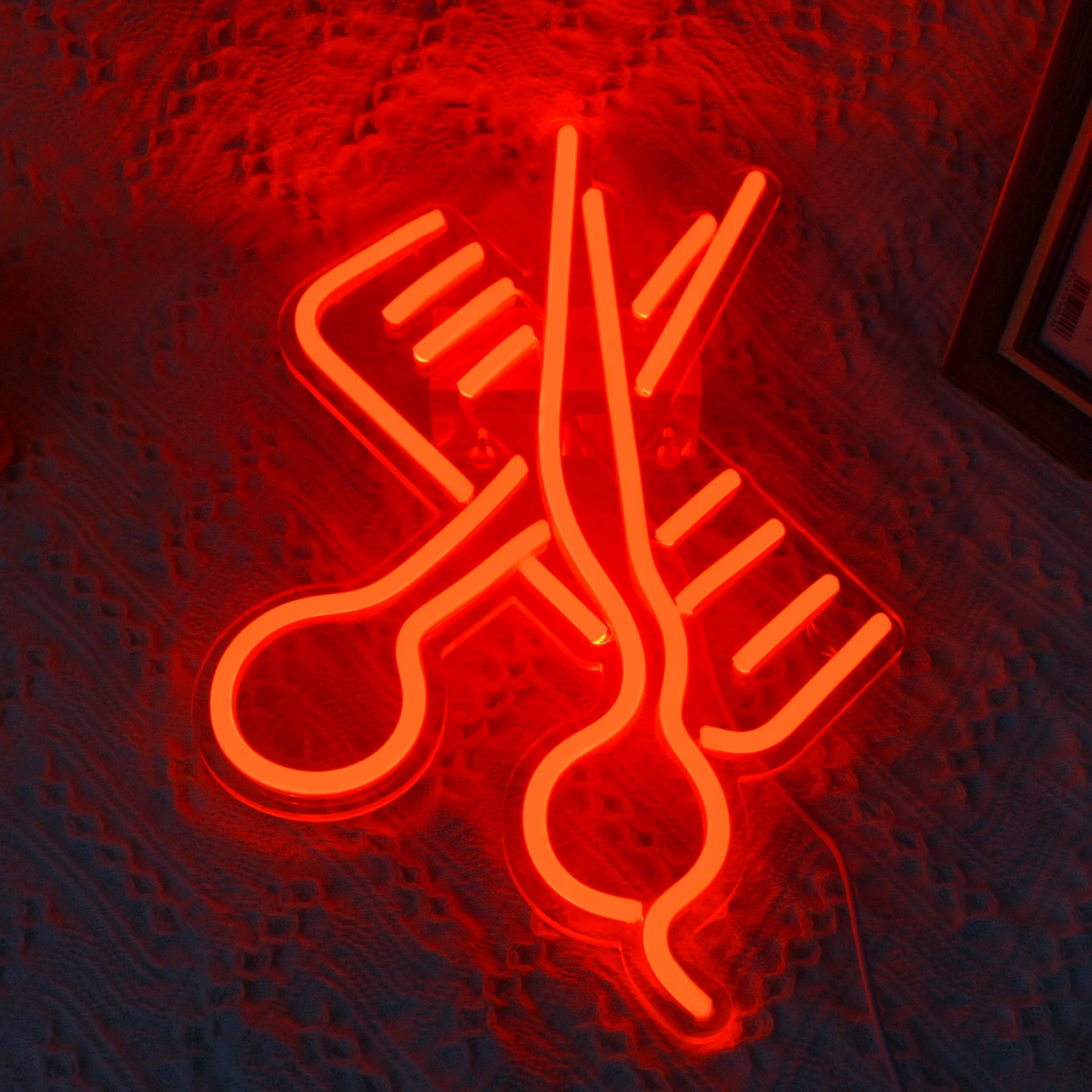 Ineonlife Scissors Comb Neon Sign Board Custom Personalized Wedding Home Room Birthday Romantic Party Bar Shop Wall Decor
