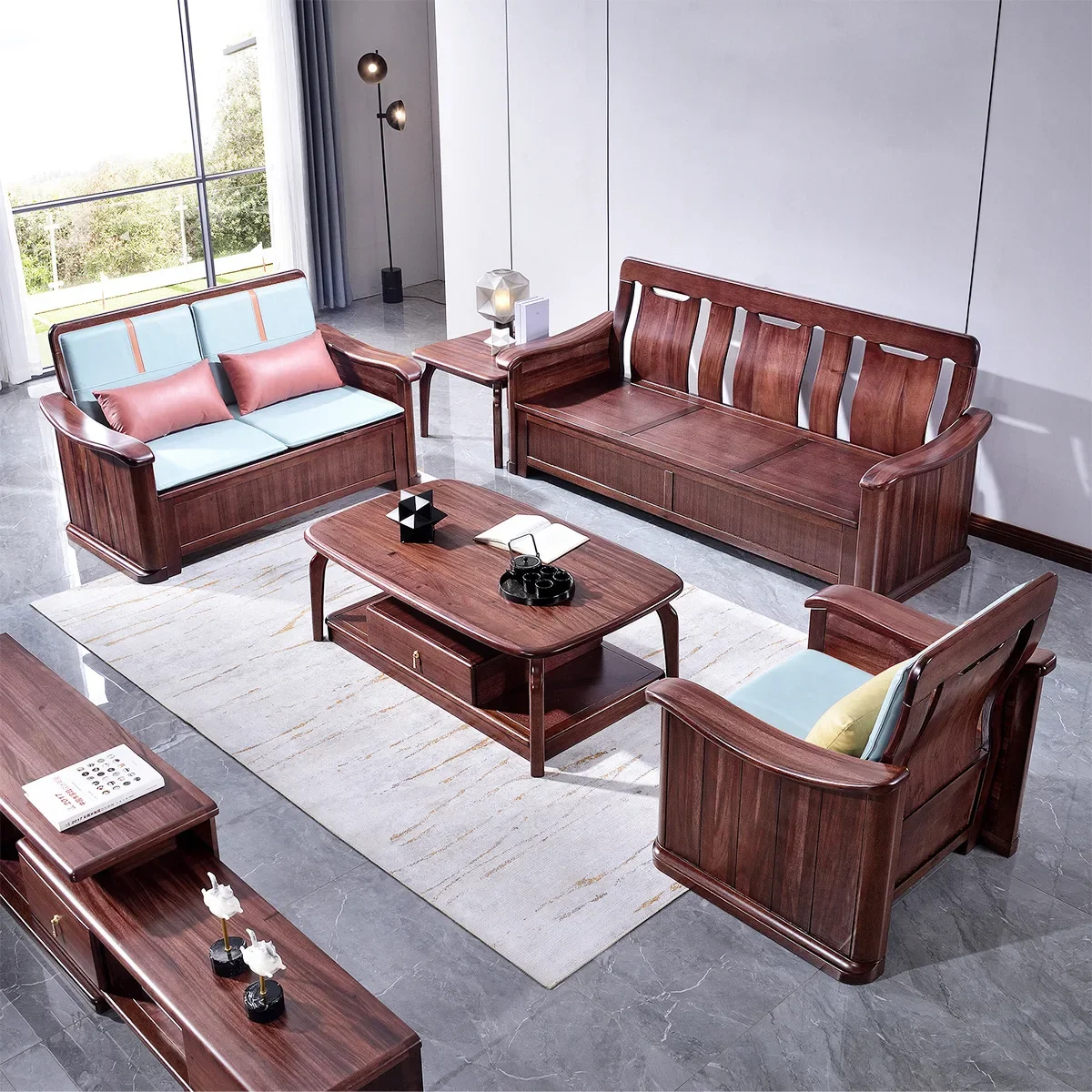 

Solid wood, sofa, combination, winter and summer, dual-purpose L shaped, corner, living room, storage