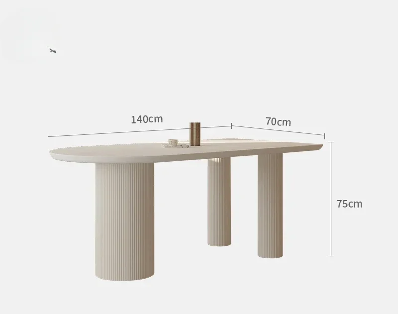 

Simple terrazzo dining table semi-curved marble