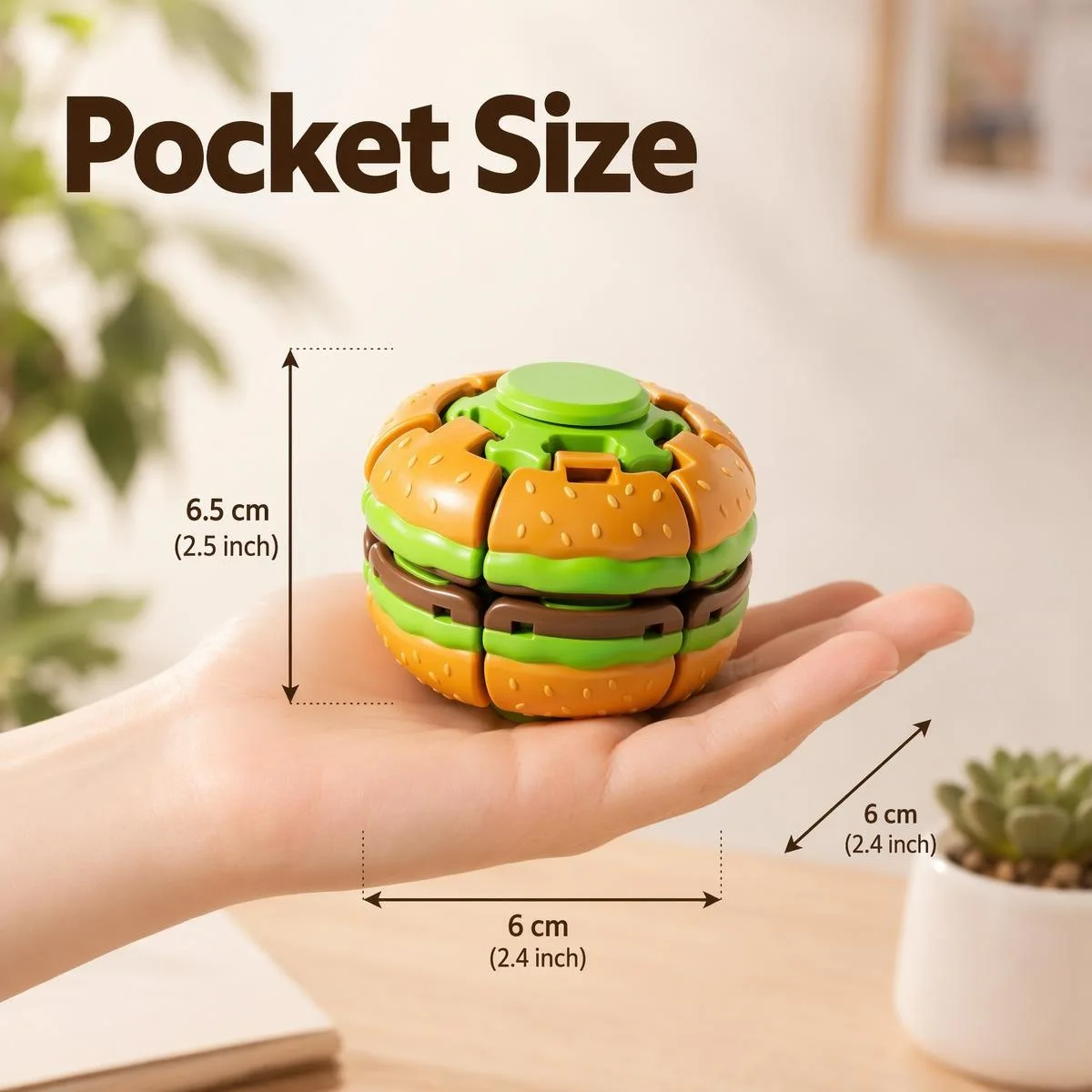 Stress Relieving Hamburger Ball Pressing Rotating Fingertip Gyroscope Office Portable Stress Relieving and Squeezing Toy