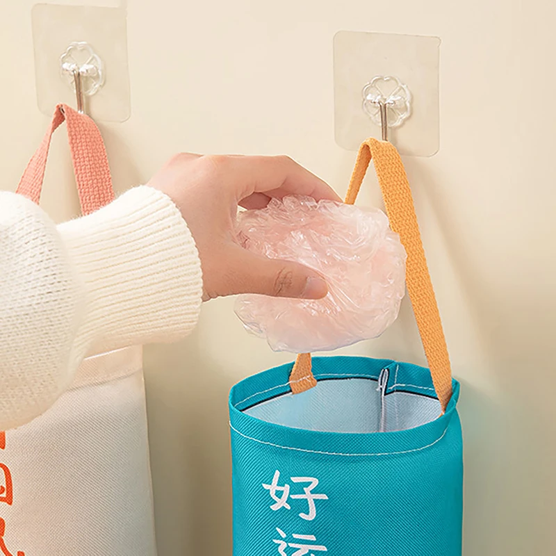 Wall Mount Kitchen Organizer Garbage Bag Storage Bag Kitchen Accessories Plastic Bag Hanging Garbage Collection Storage Bag